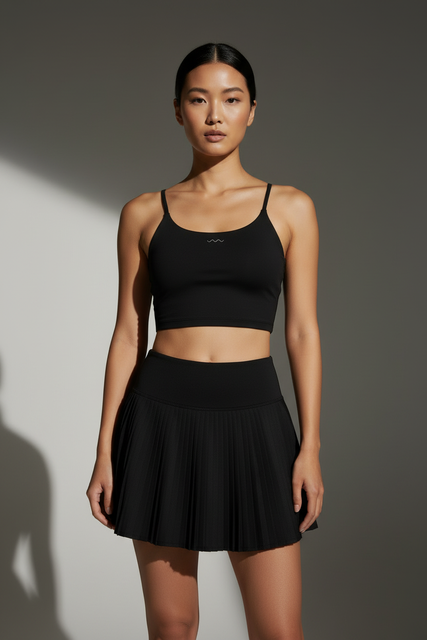 Black skirt with black top - front with logo on top