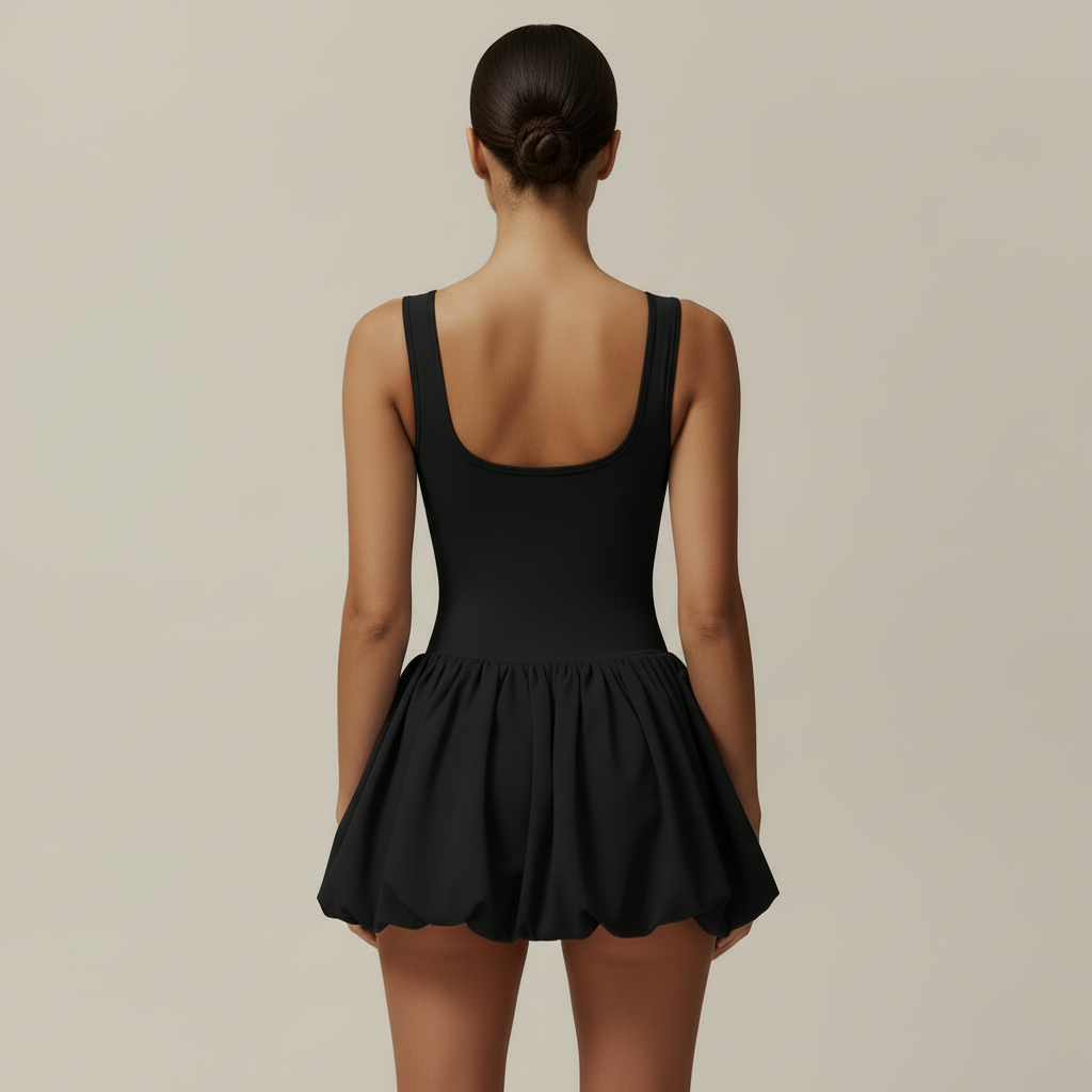 Black tennis dress back view