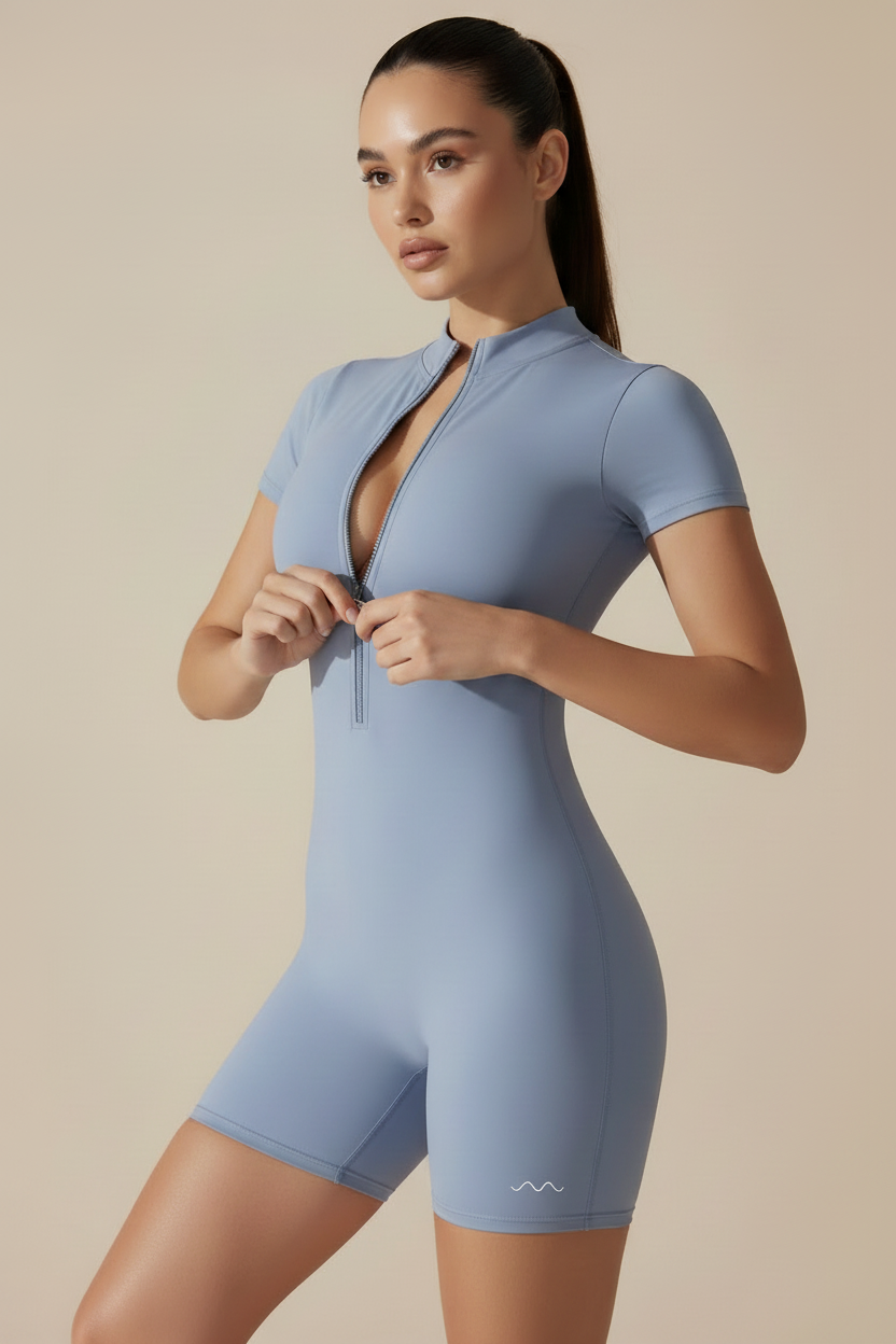 Blue romper with correct wavy logo