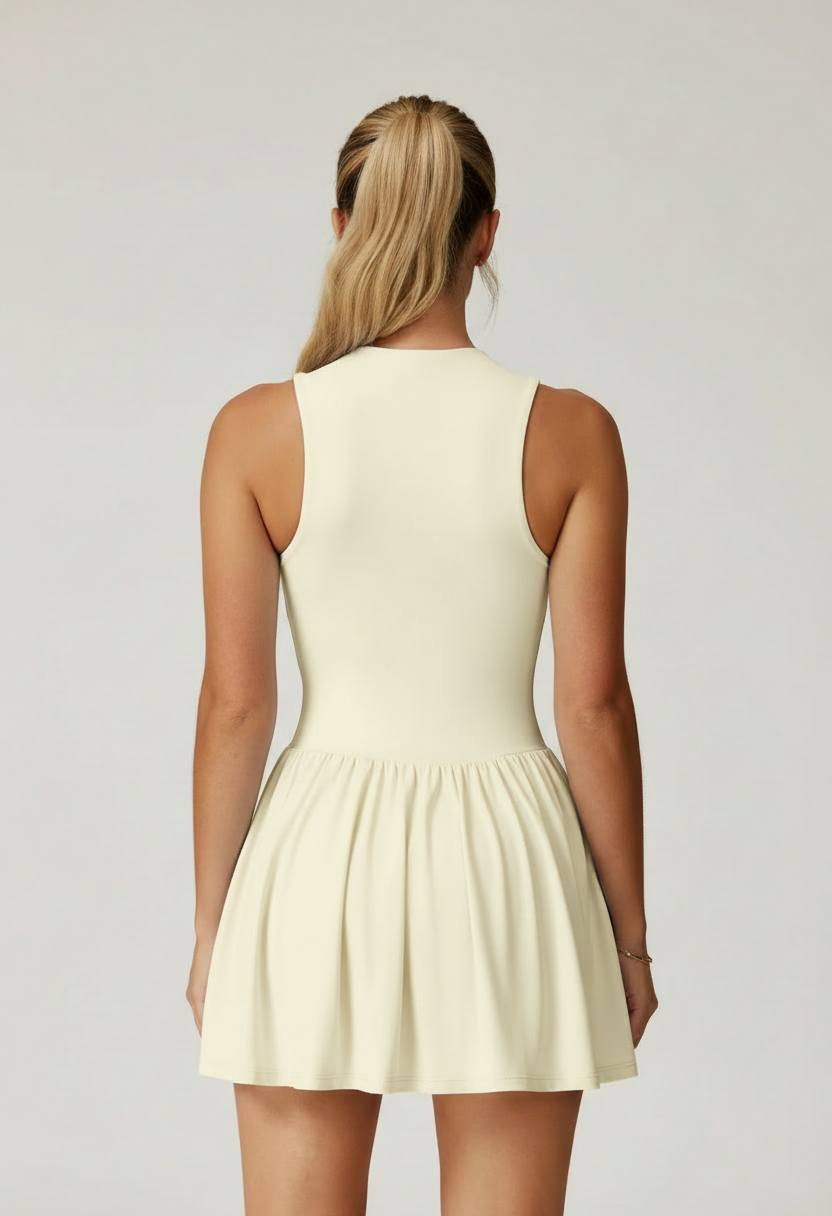 Cream yellow tennis dress - back view
