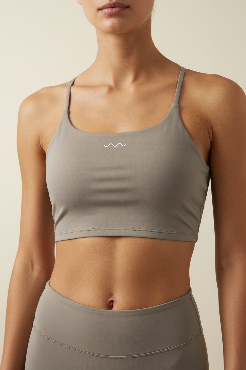 Darker beige crop top - close-up without face