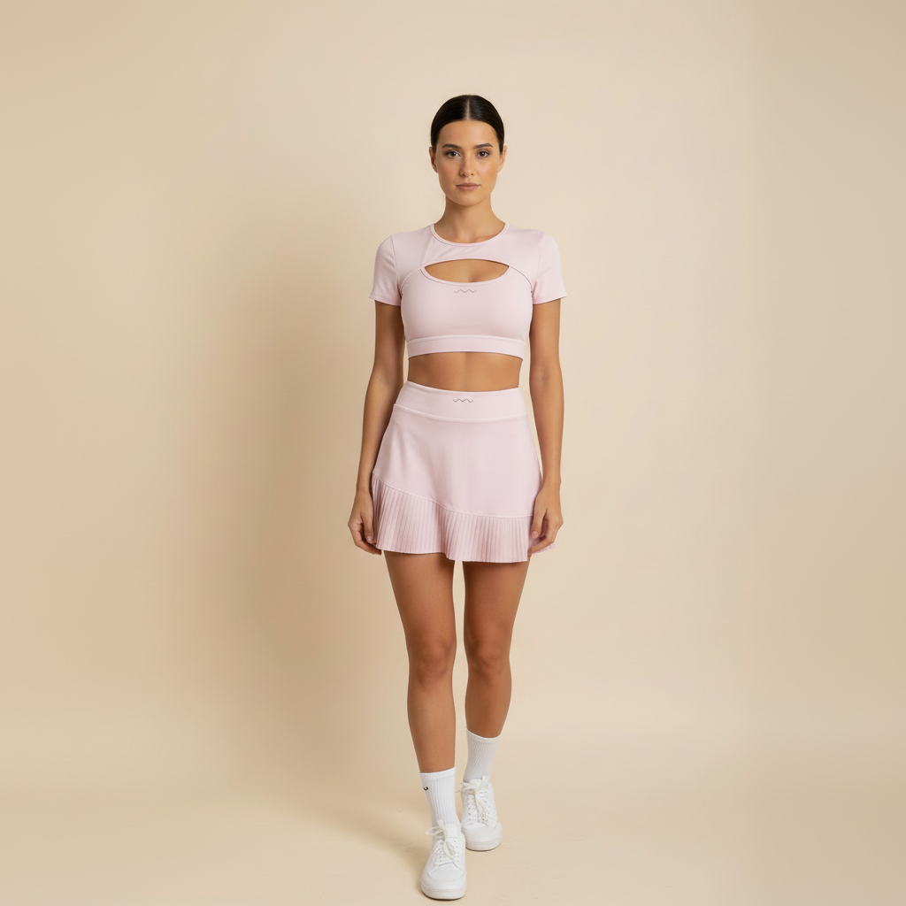 Athletic Crop Top and Pleated Skirt Set