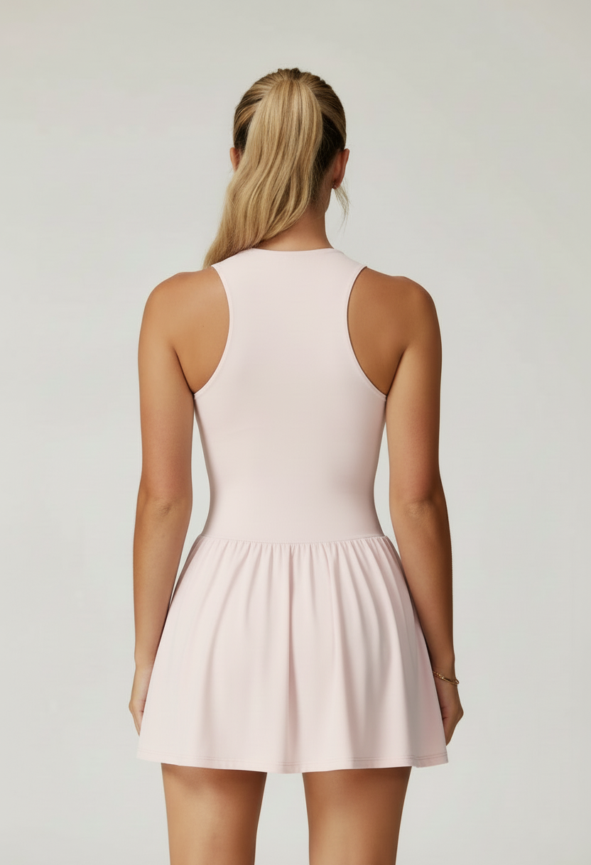 Pink tennis dress back view