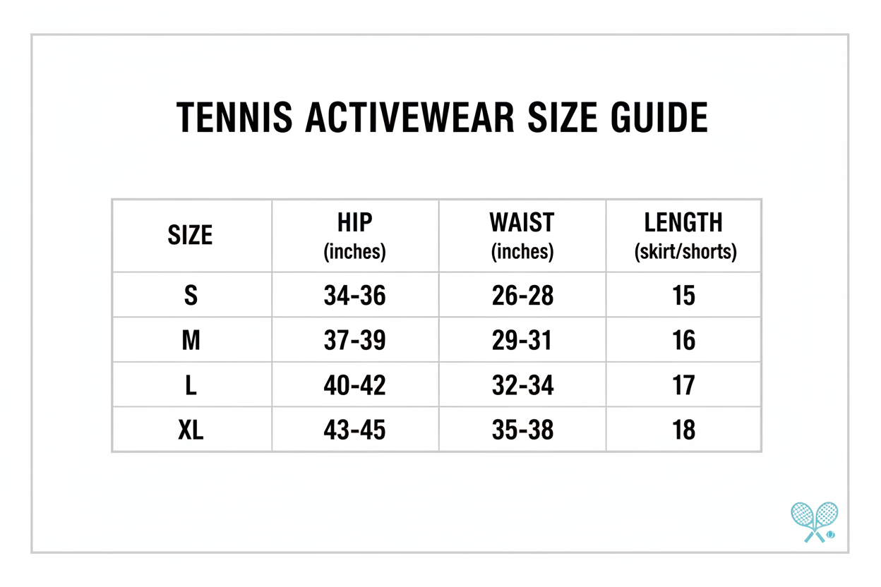 Size chart for White Scalloped Tennis Set